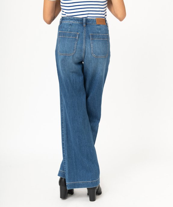Jean "Wide leg" taille haute avec braguette boutons femme vue3 - GEMO(FEMME PAP) - GEMO