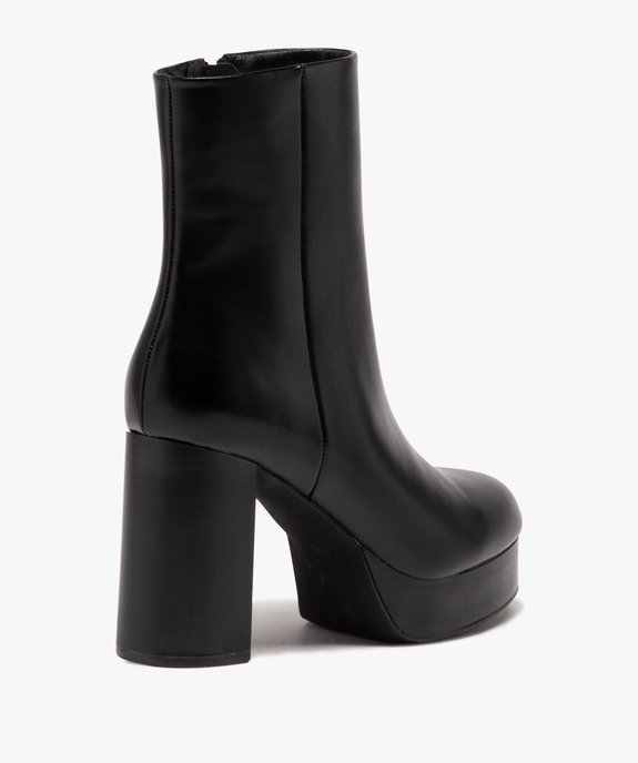 Boots femme unies à talon carré et semelle plateforme vue4 - GEMO(URBAIN) - GEMO
