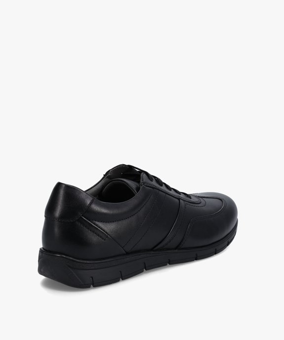Baskets homme unies dessus cuir fermeture lacets  vue4 - GEMO (CONFORT) - GEMO