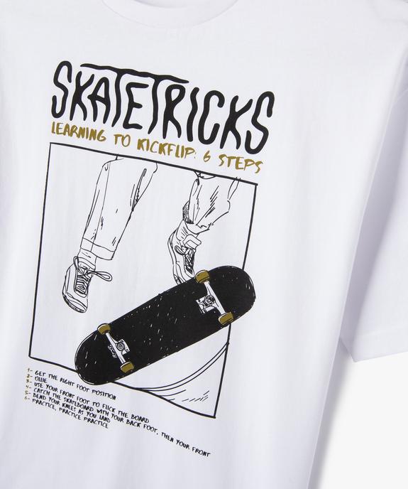 Tee-shirt à manches courtes en coton avec inscription skate garçon vue3 - GEMO (JUNIOR) - GEMO