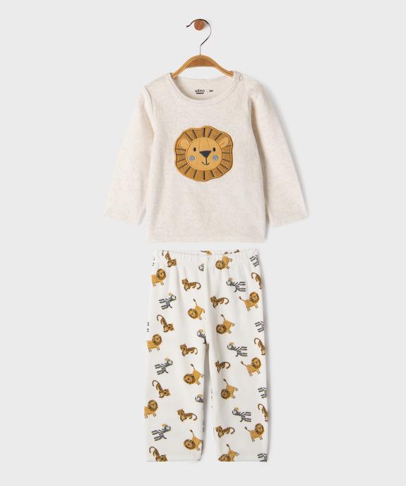 Pyjama 2 pièces en velours motifs félins bébé garçon vue1 - GEMO 4G BEBE - GEMO