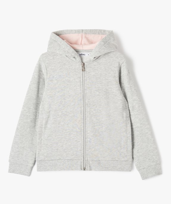 Sweat zippé à capuche intérieur molletonné fille vue1 - GEMO 4G FILLE - GEMO