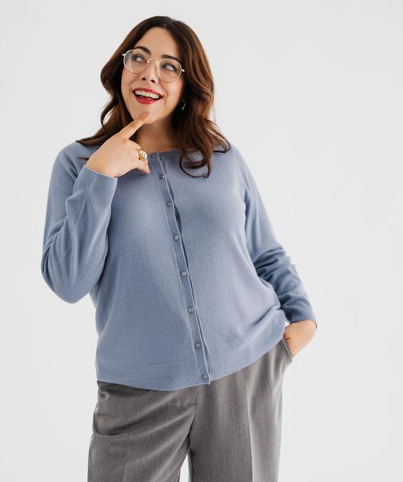 Gilet à col rond en maille fine femme grande taille vue1 - GEMO (G TAILLE) - GEMO