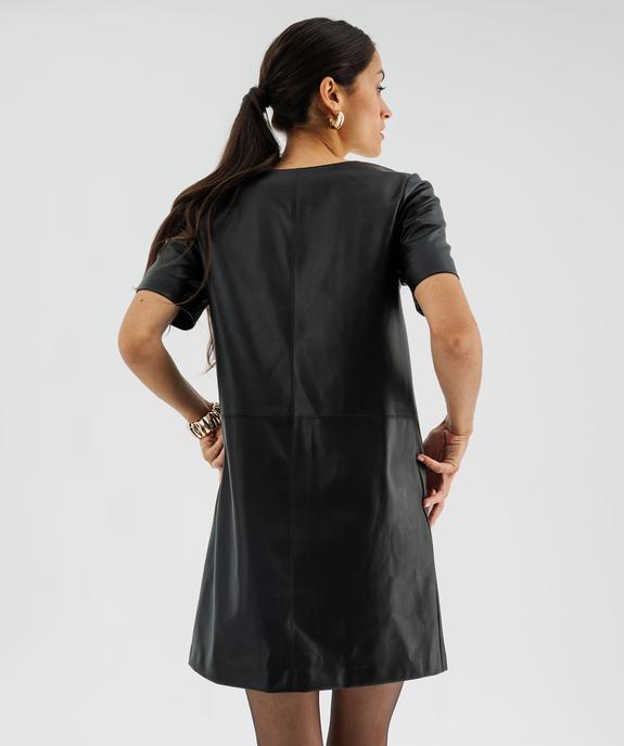 Robe courte manches courtes en cuir imitation femme vue4 - GEMO(FEMME PAP) - GEMO