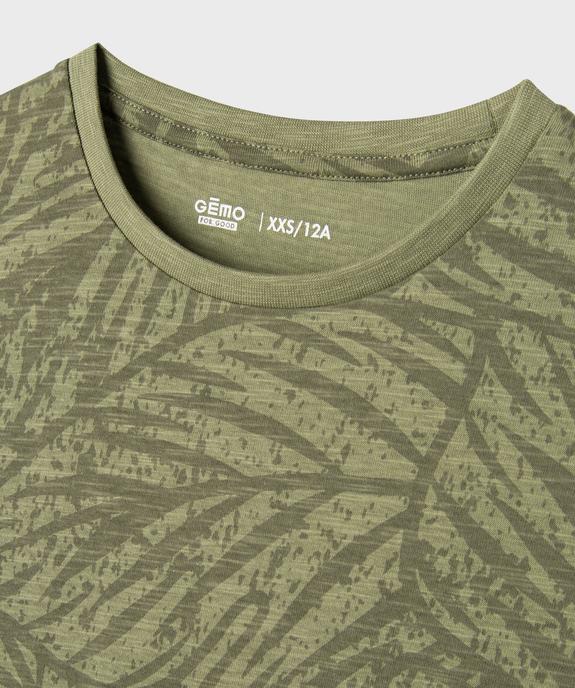 Tee-shirt manches courtes en jersey de coton imprimé feuillage garçon vue2 - GEMO 4G GARCON - GEMO