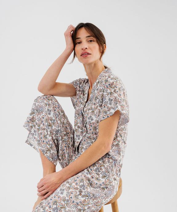 Haut de pyjama forme chemise à manches courtes femme vue1 - GEMO 4G FEMME - GEMO