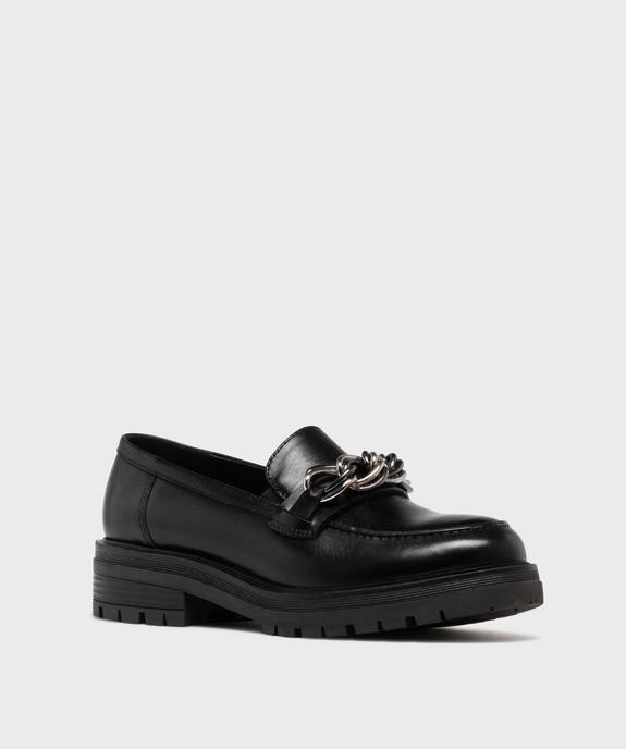 Mocassins dessus cuir avec chaine et semelle crantée femme - Tanéo vue2 - TANEO - GEMO