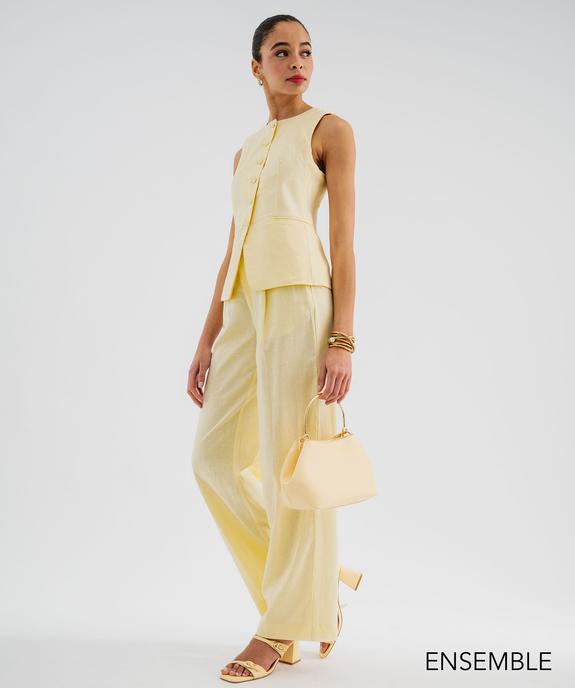 Ensemble veste et pantalon de tailleur jaune pour femme - GEMO