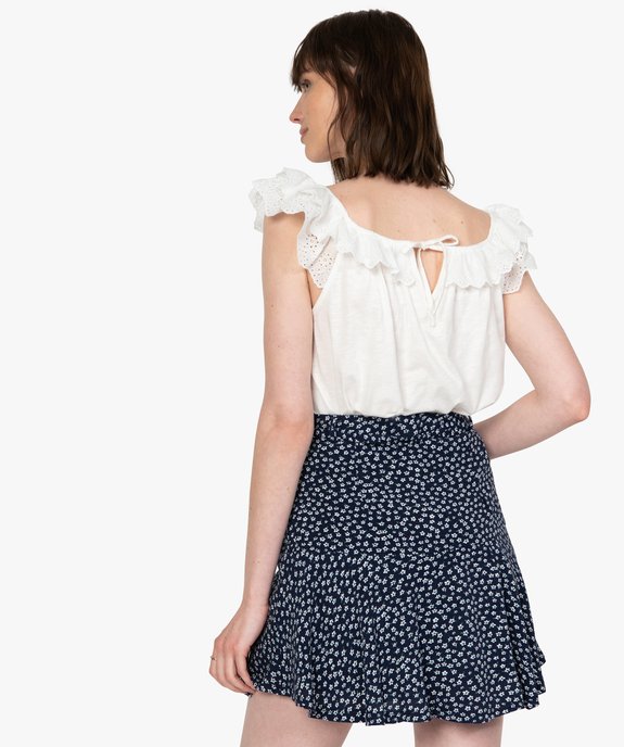 Débardeur femme court à volant en broderie anglaise vue3 - GEMO(FEMME PAP) - GEMO