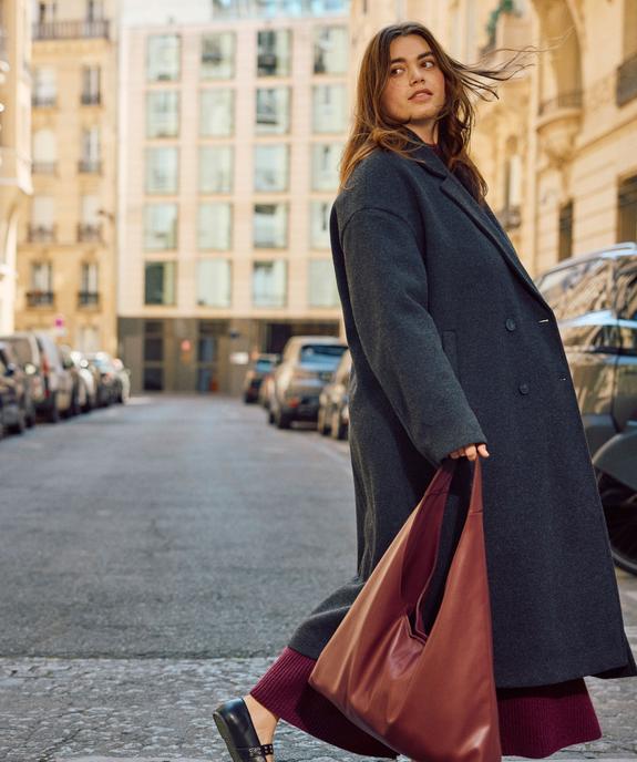 Manteau long croisé à double boutonnage et col femme grande taille vue1 - GEMO (G TAILLE) - GEMO