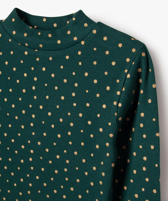 Tee-shirt manches longues col montant en maille côtelée fille - GEMO 4G FILLE Tee-shirt manches longues col montant en maille côtelée fille vue2 - GEMO 4G FILLE - GEMO