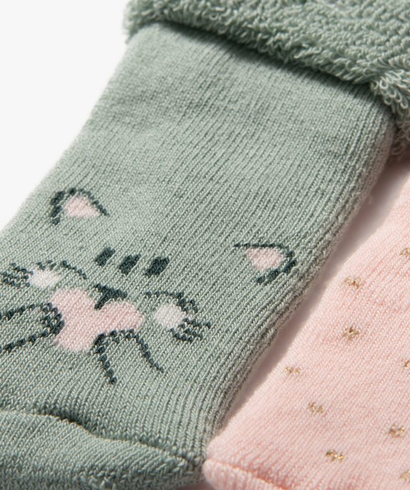 Bottons en coton avec intérieur bouclette bébé fille (lot de 2) vue2 - GEMO 4G BEBE - GEMO