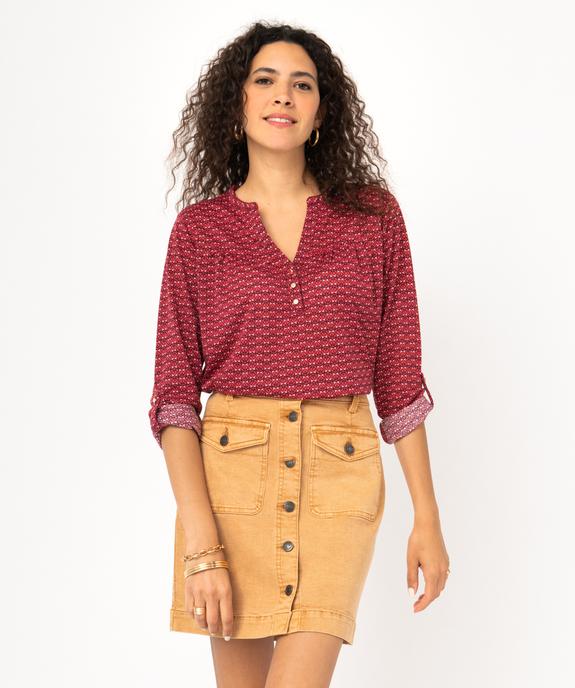 Tee-shirt à manches longues imprimé en polyester recyclé femme vue1 - GEMO 4G FEMME - GEMO