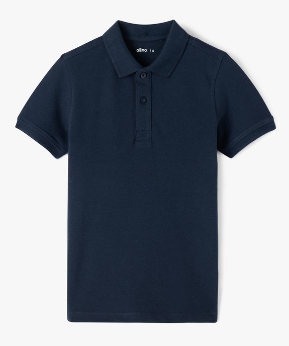 Polo à manches courtes uni en maille piquée garçon vue1 - GEMO (ENFANT) - GEMO
