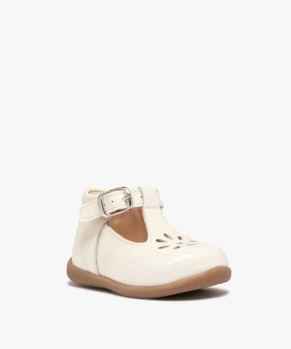 Babies premiers pas bébé fille en cuir uni et vernis vue2 - GEMO(BEBE DEBT) - GEMO