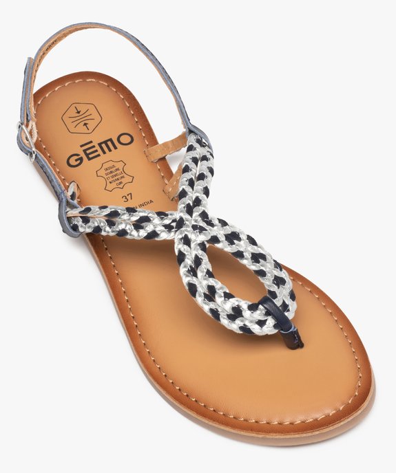 Sandales femme à talon plat et brides tressées en cuir vue5 - GEMO (CASUAL) - GEMO