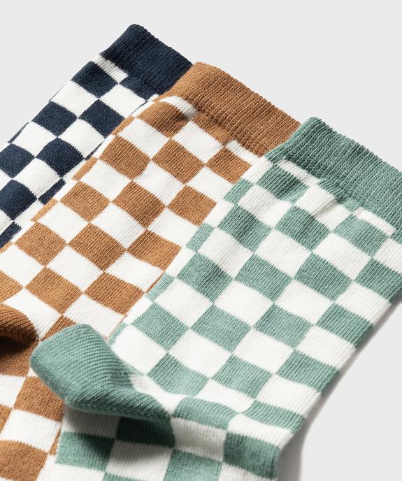 Chaussettes à carreaux damier tige haute garçon (lot de 3) vue2 - GEMO 4G GARCON - GEMO