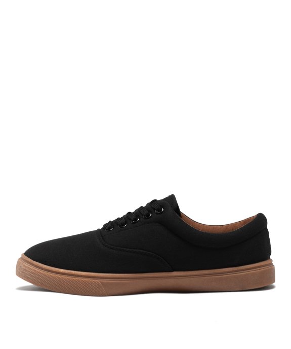 Baskets homme en toile unie à semelle constrastante vue3 - URBAN STEPS - GEMO