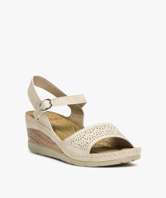 Sandales femme confort à talon dessus ajouré et strass vue2 - GEMO (CONFORT) - GEMO