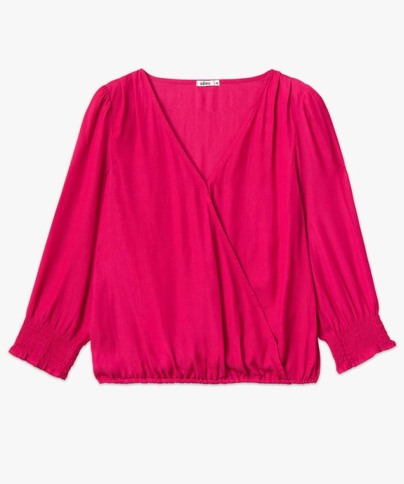 Blouse femme cache-cœur en satin imprimé ton sur ton vue4 - GEMO(FEMME PAP) - GEMO