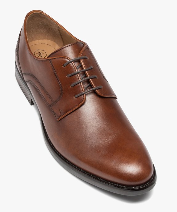 Derbies homme unies en cuir à lacets ronds  vue5 - GEMO(URBAIN) - GEMO
