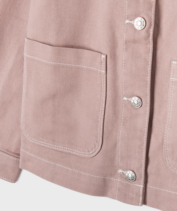 Veste en twill de coton à col chemise et poches plaquées fille vue3 - GEMO 4G FILLE - GEMO