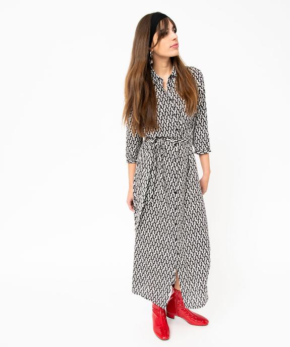 Robe chemise longue à manches 3/4 femme vue2 - GEMO 4G FEMME - GEMO