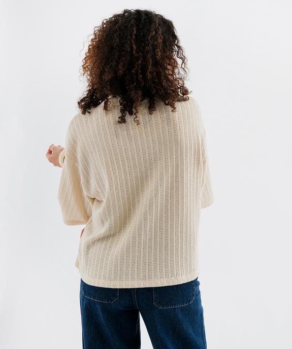 Polo en maille fantaisie ajourée femme - LuluCastagnette vue3 - LULUCASTAGNETTE - GEMO