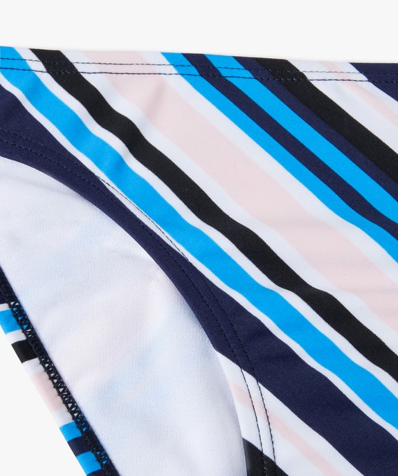 Bas de maillot de bain fille à rayures en fibres recyclées vue2 - GEMO 4G FILLE - GEMO