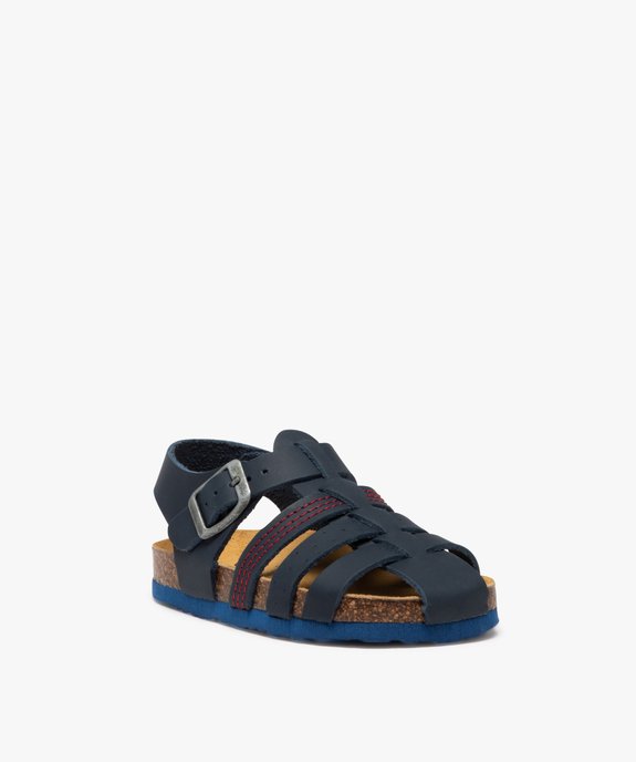 Sandales garçon unies en cuir avec bout semi-fermé et bride à boucle vue2 - BUGGY GEMO FOR GOOD - GEMO