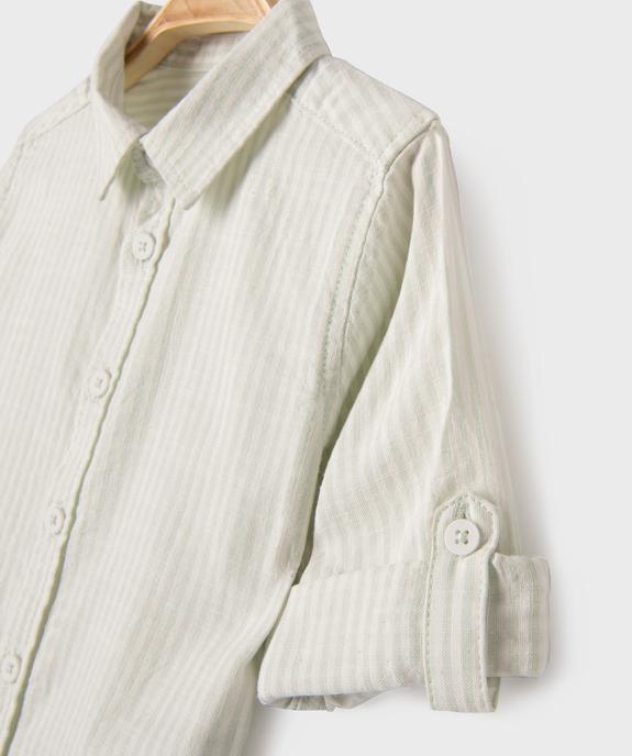 Chemise rayée en coton bébé garçon vue2 - GEMO(BEBE DEBT) - GEMO