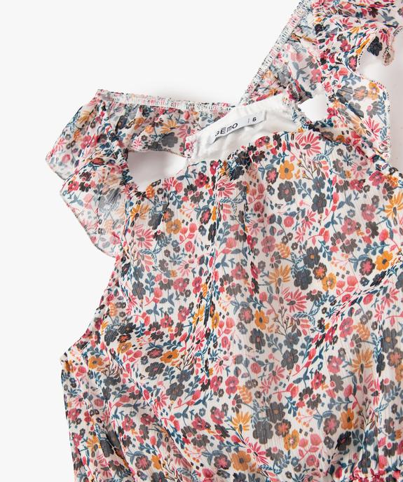 Robe fille sans manches à motifs fleuris et rayures pailletées vue2 - GEMO (ENFANT) - GEMO