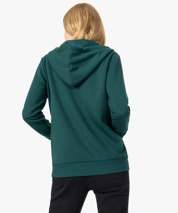 Sweat femme zippé à capuche et motif vue3 - FOLLOW ME - GEMO