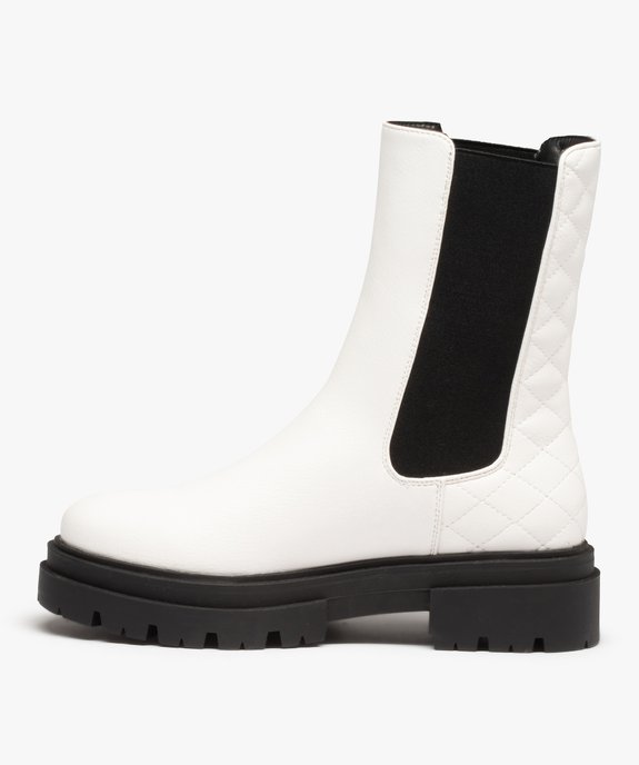 Boots femme Chelsea contrastées à semelle crantée vue4 - GEMO (CASUAL) - GEMO