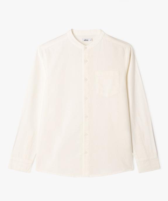 Chemise manches longues à col mao en coton lin mélangés garçon vue1 - GEMO (JUNIOR) - GEMO