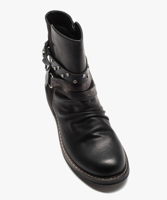 Boots femme plates dessus drapé et brides décoratives vue5 - GEMO (CASUAL) - GEMO