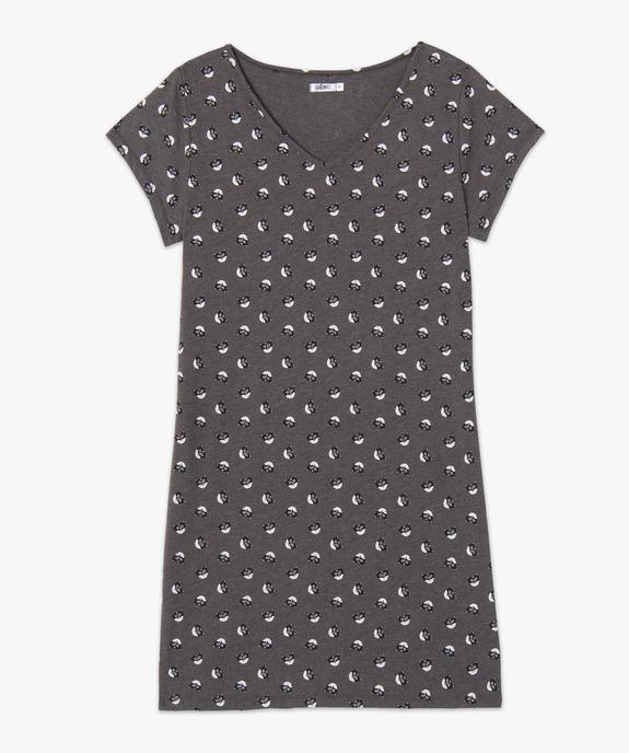 Chemise de nuit imprimée à manches courtes femme vue4 - GEMO 4G FEMME - GEMO
