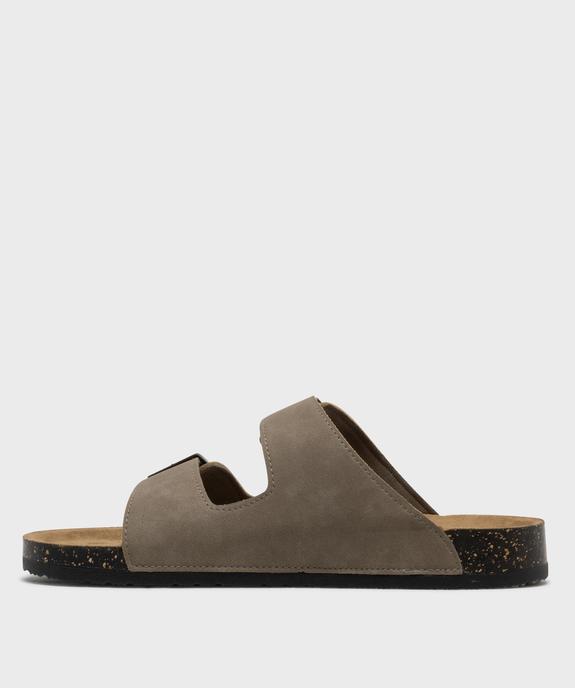 Sandales mules en suédine à larges brides homme - Isotoner vue3 - ISOTONER - GEMO