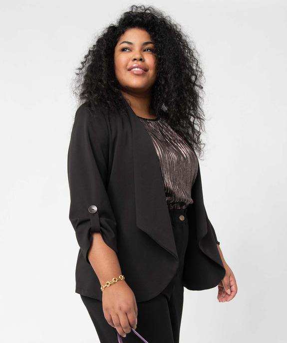 Veste femme grande taille porté ouvert avec manches 3/4 vue3 - GEMO (G TAILLE) - GEMO