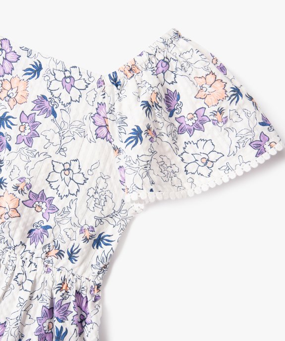 Robe manches courtes à motifs fleuris fille - LuluCastagnette vue3 - LULUCASTAGNETTE - GEMO