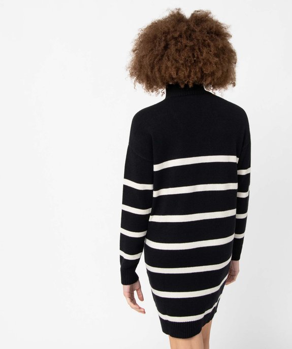 Robe pull femme à rayures avec col montant boutonné vue3 - GEMO(FEMME PAP) - GEMO