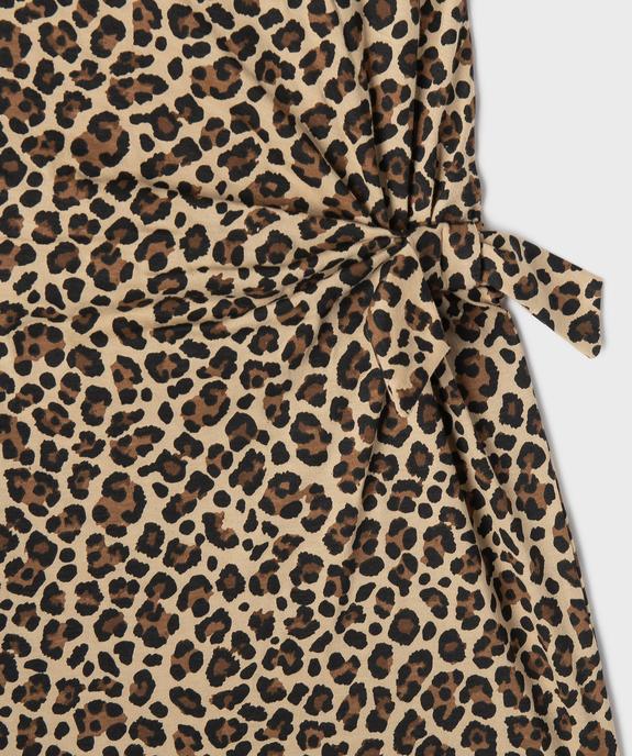 Robe courte en coton avec noeud à la taille fille vue2 - GEMO 4G FILLE - GEMO