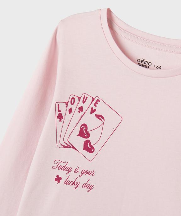Tee-shirt manches longues avec inscriptions fille vue2 - GEMO 4G FILLE - GEMO
