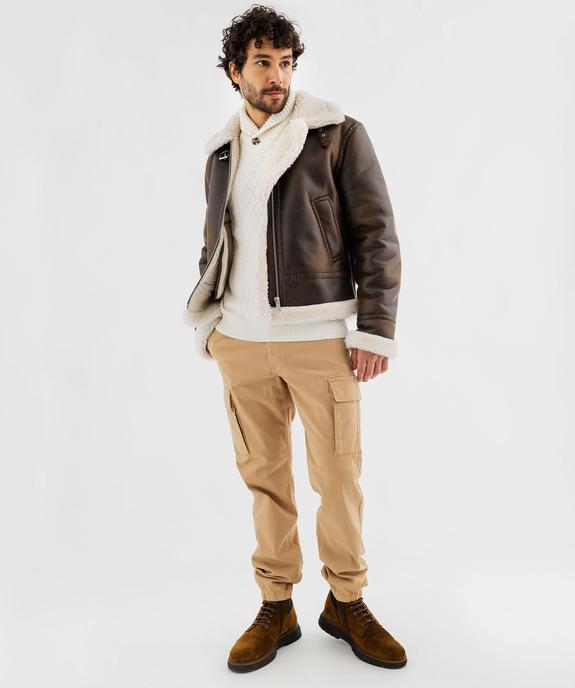 Pull à col châle et torsades homme vue4 - GEMO (HOMME) - GEMO