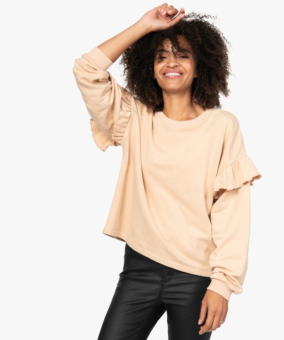 Sweat femme loose à manches volantées vue1 - GEMO(FEMME PAP) - GEMO