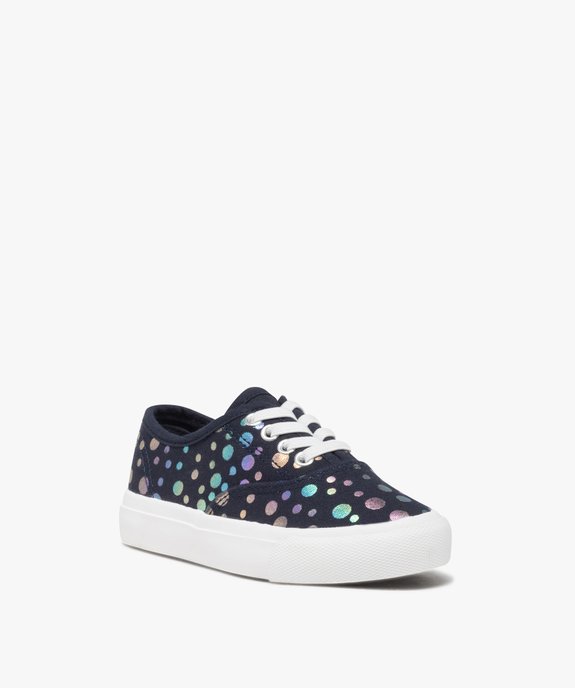 Baskets fille en toile à motifs brillants avec lacets élastiques vue3 - GEMO 4G FILLE - GEMO
