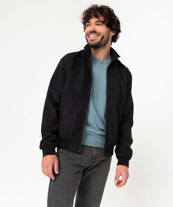 Blouson homme en suédine unie fermeture zippée vue1 - GEMO (HOMME) - GEMO