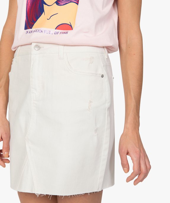 Jupe femme en denim aspect usé vue2 - GEMO(FEMME PAP) - GEMO