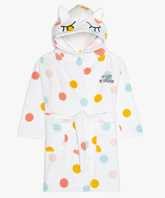 Peignoir de bain fille à capuche, pois et motif 3D vue1 - GEMO (ENFANT) - GEMO