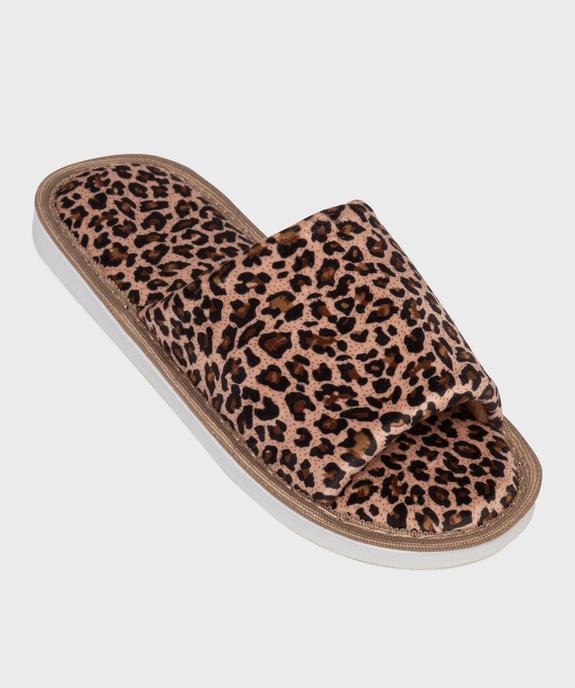 Mules ouvertes en velours à motif léopard femme vue5 - GEMO(HOMWR FEM) - GEMO